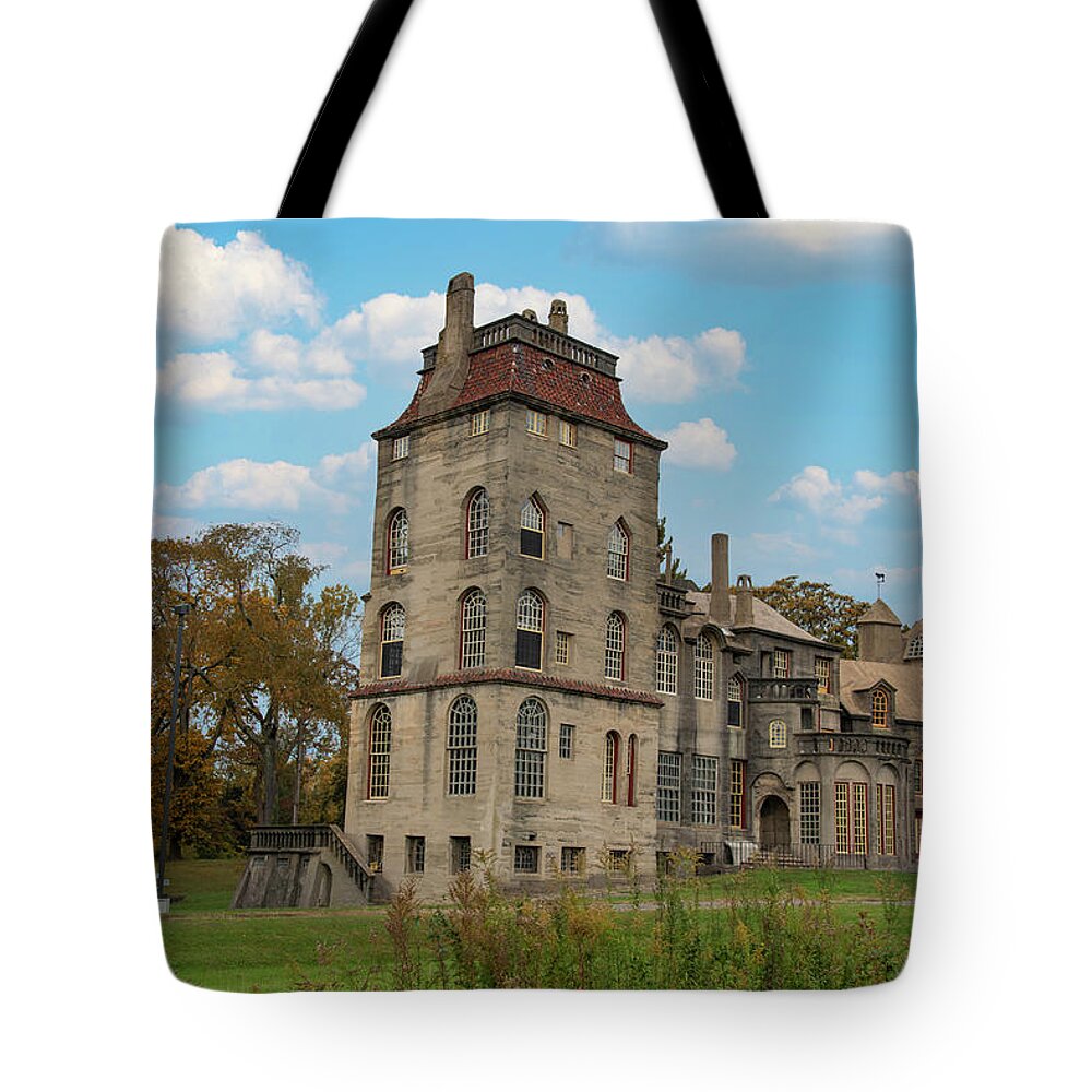 Autumn Tote Bag featuring the photograph Autumn in Doylestown - Fonthill Castle by Bill Cannon
