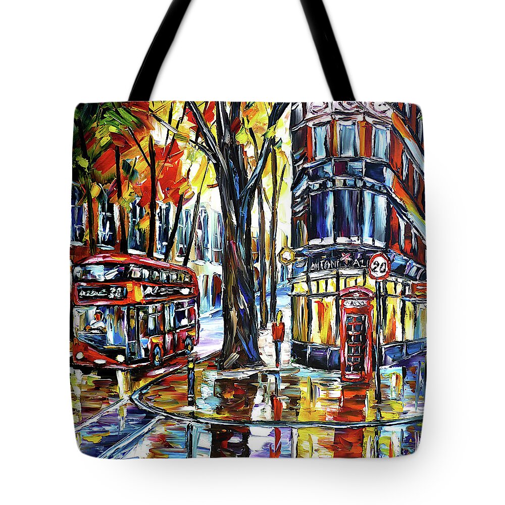 London In Autumn Tote Bag featuring the painting Autumn In London by Mirek Kuzniar
