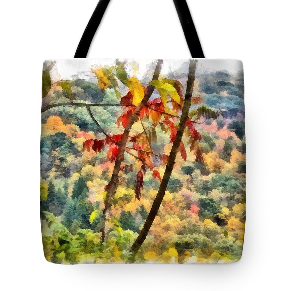 Autumn Tote Bag featuring the mixed media Autumn in the Valley by Christopher Reed