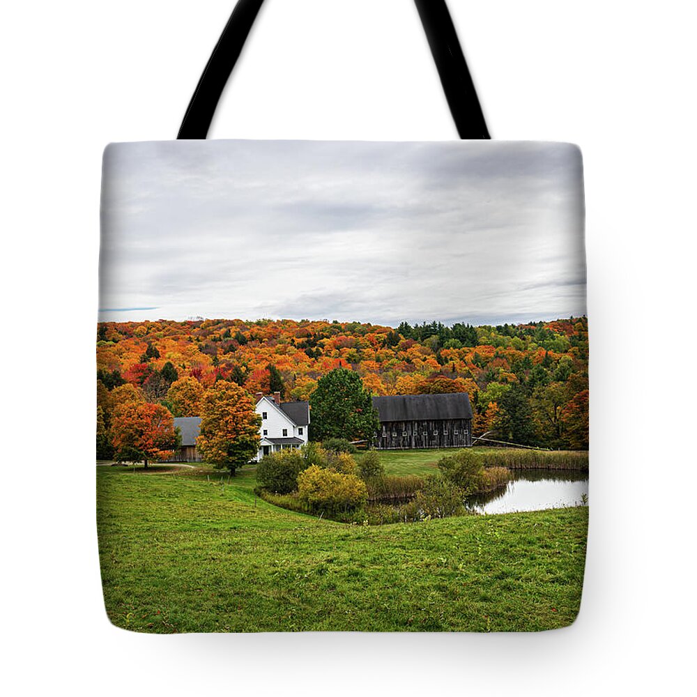 Fall Tote Bag featuring the photograph Autumn in Vermont in the Woodstock Countryside 8 by Ron Long Ltd Photography