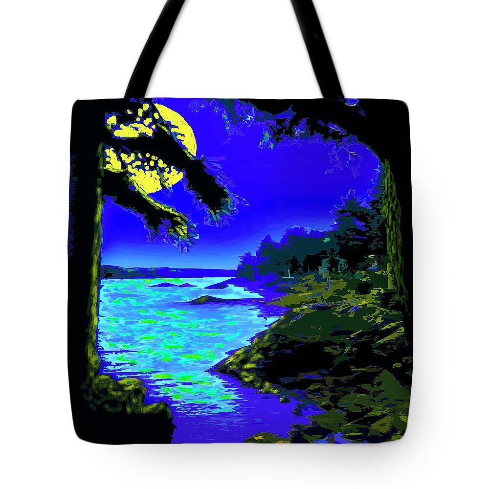 Moon Tote Bag featuring the painting Autumn Moonrise by CHAZ Daugherty