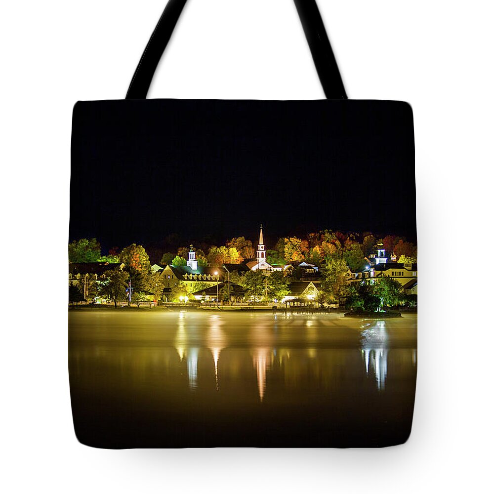 Autumn Tote Bag featuring the photograph Autumn Night - Meredith, NH by Trevor Slauenwhite