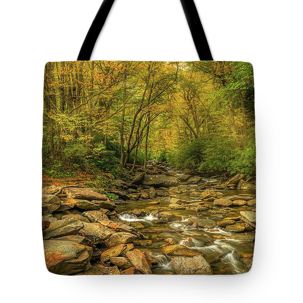 October Tote Bag featuring the photograph Autumn on Laurel Creek by Kenneth Everett
