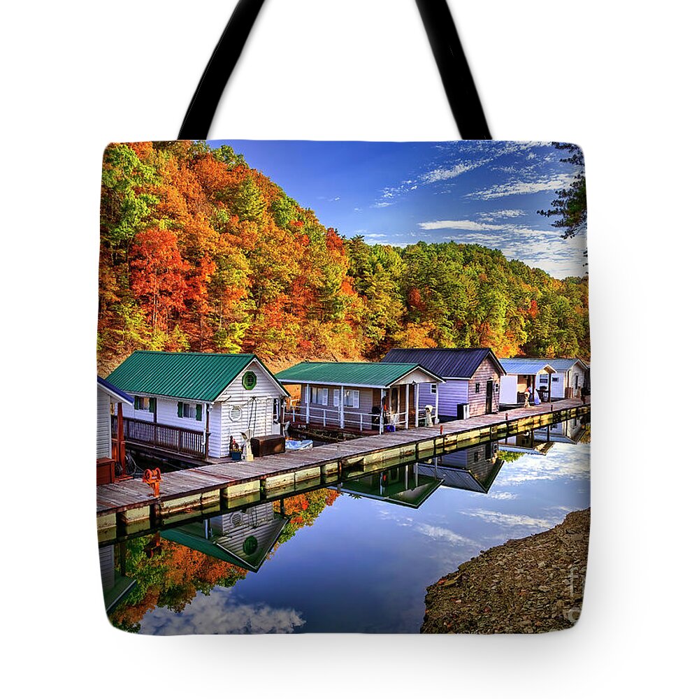 Autumn Tote Bag featuring the photograph Autumn on South Holston by Shelia Hunt