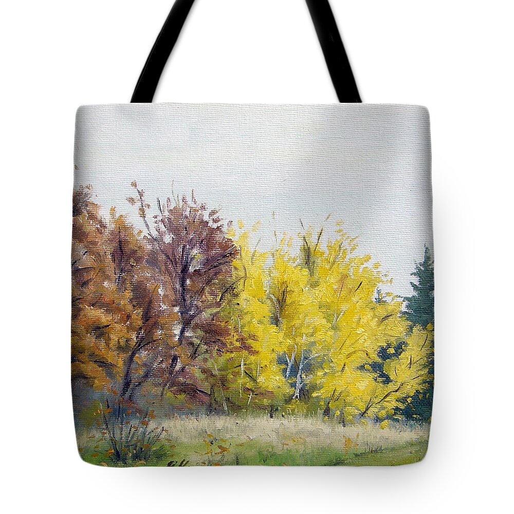 Landscape Tote Bag featuring the painting Autumn Overcast by Rick Hansen