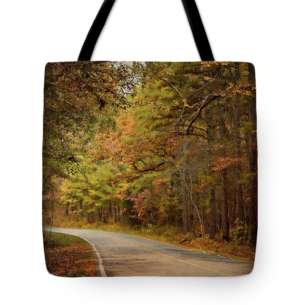 Arkansas Tote Bag featuring the photograph Autumn Road by Lana Trussell