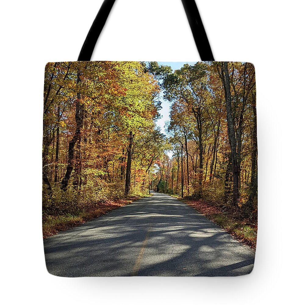 Autumn Tote Bag featuring the photograph Autumn Road - North Stonington CT by Kirkodd Photography Of New England