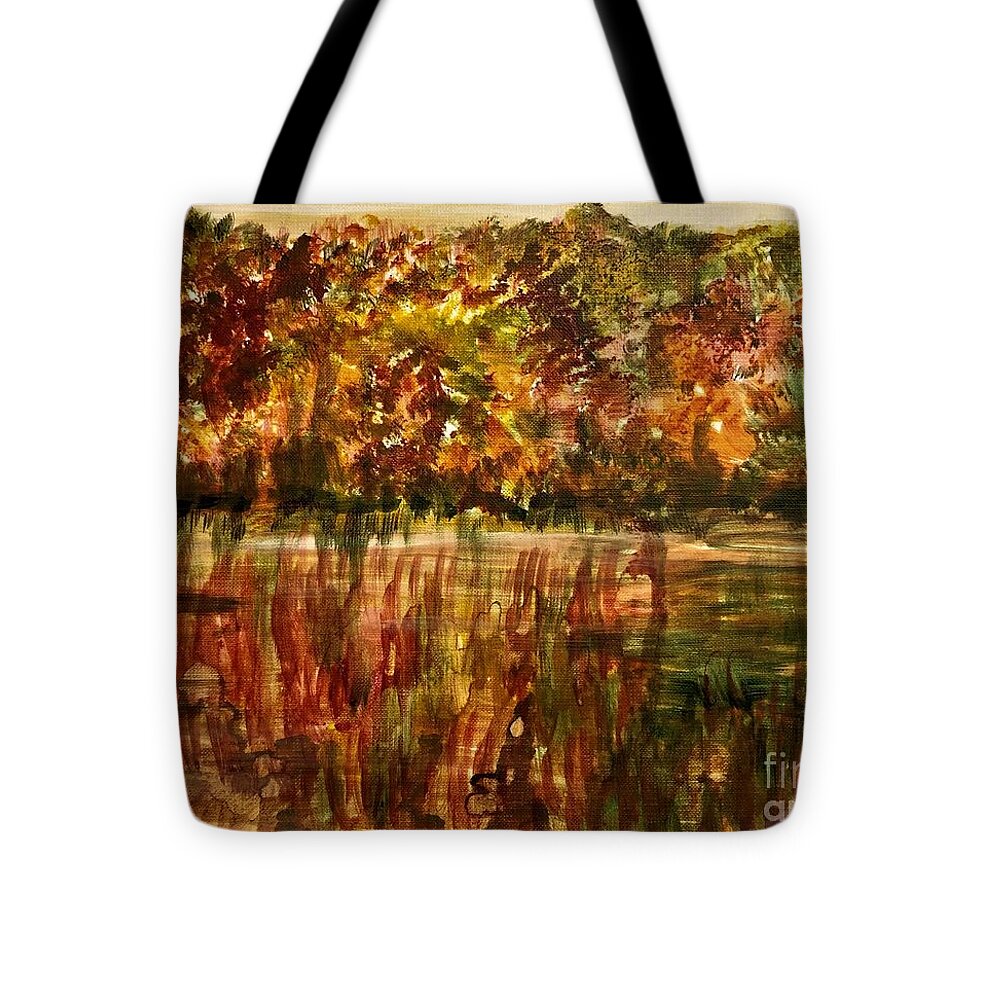 Autumn Tote Bag featuring the painting Autumn Swamp by Deb Stroh-Larson