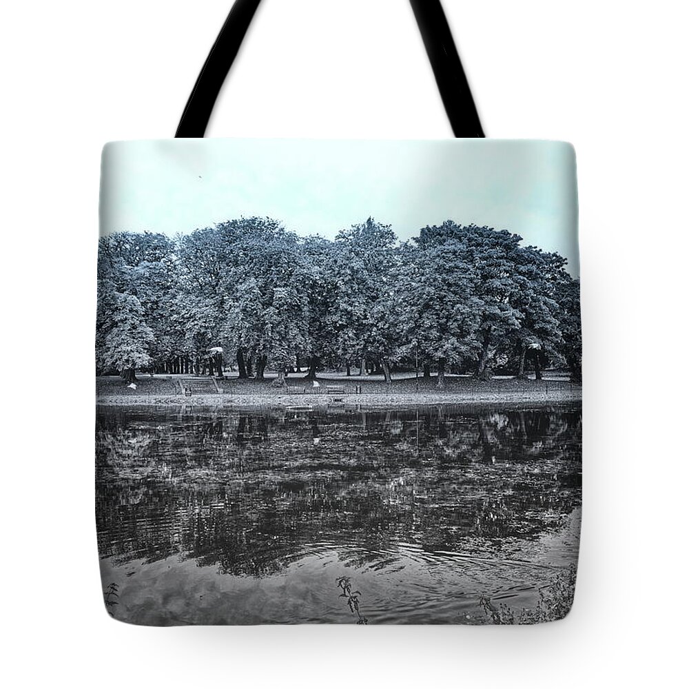 Trees Tote Bag featuring the photograph Autumn Trees Reflections by Jeff Townsend