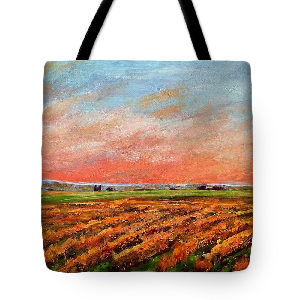 Autumn Tote Bag featuring the painting Autumn Vineyard by Joel Tesch