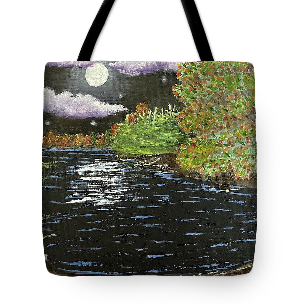 Oil Painting Tote Bag featuring the painting Autumn Woods by Lisa White
