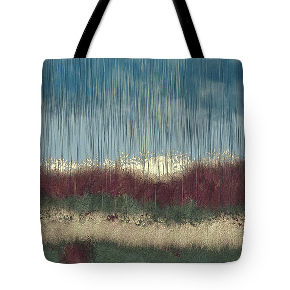 Abstract Tote Bag featuring the digital art Autumnal rain by Bentley Davis