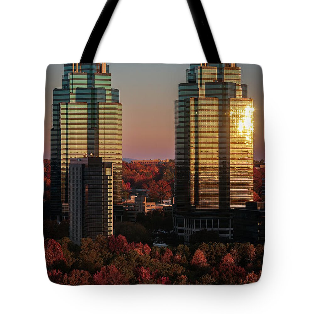 King & Queen Buildings Tote Bag featuring the photograph Autumns King And Queen by Doug Sturgess