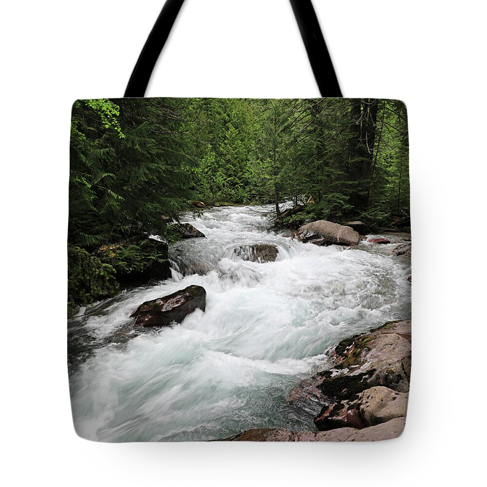 Avalanche Falls Tote Bag featuring the photograph Avalanche Creek - Glacier National Park by Richard Krebs