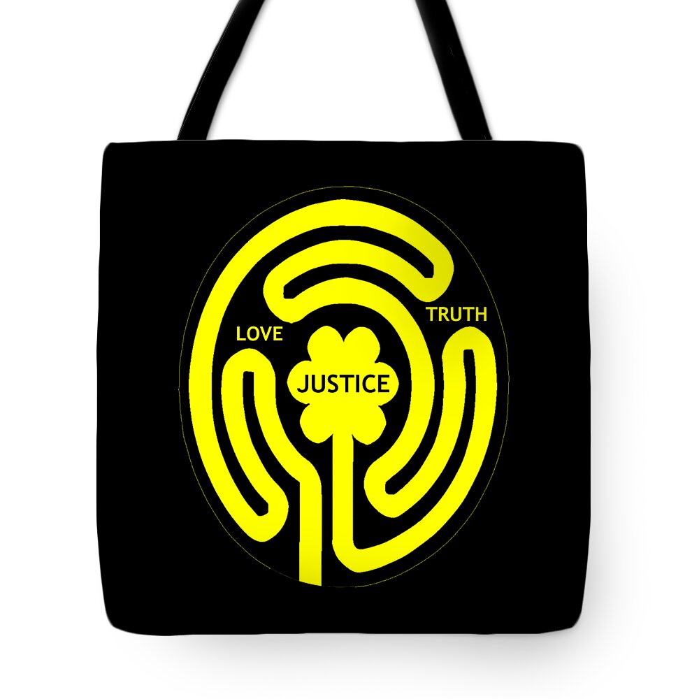 Labyrinth Tote Bag featuring the digital art Awaken Justice by Bill Ressl