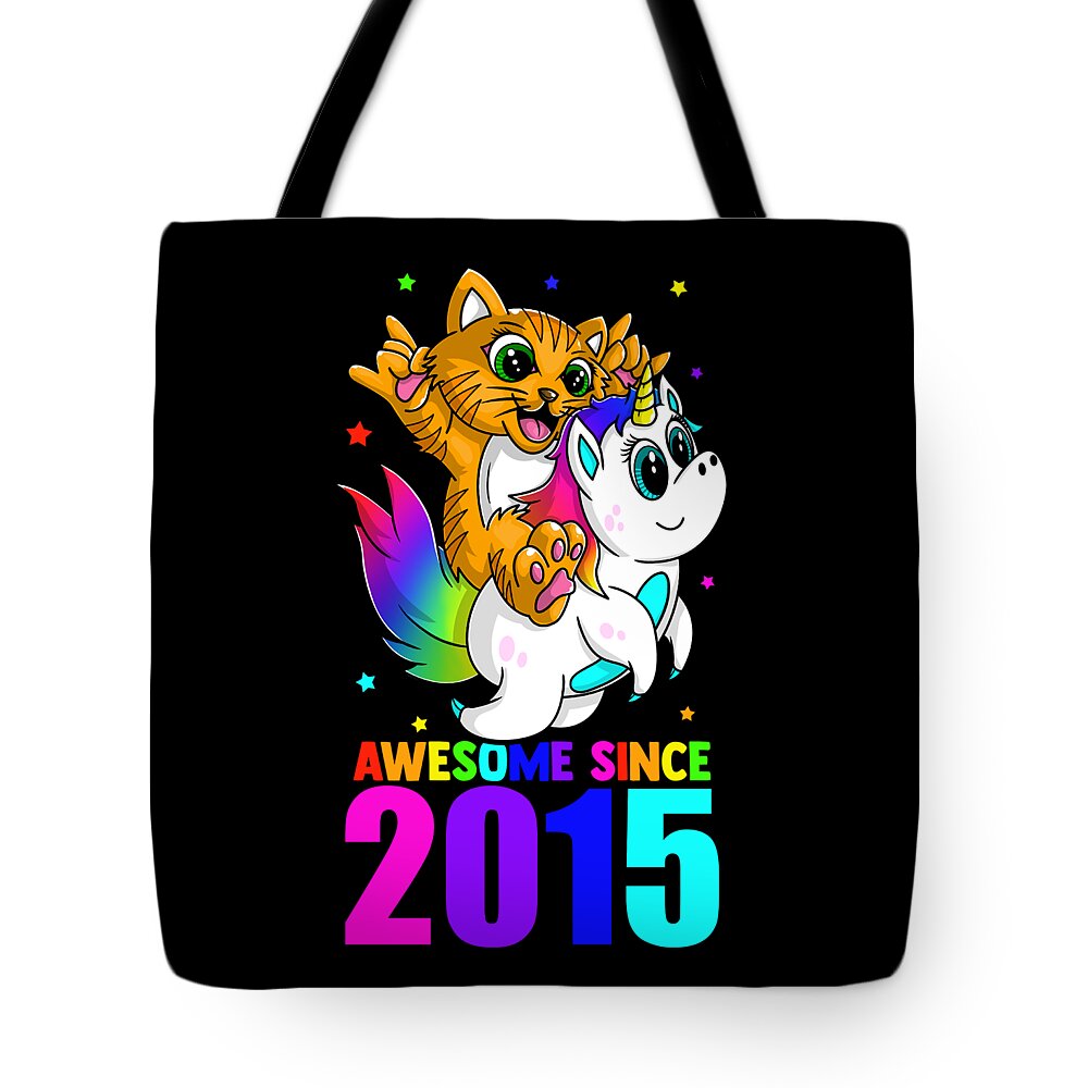Awesome Since 2015 Unicorn Cat Birthday Girl Boys Cute Funny product Tote Bag for Sale by Sel ...