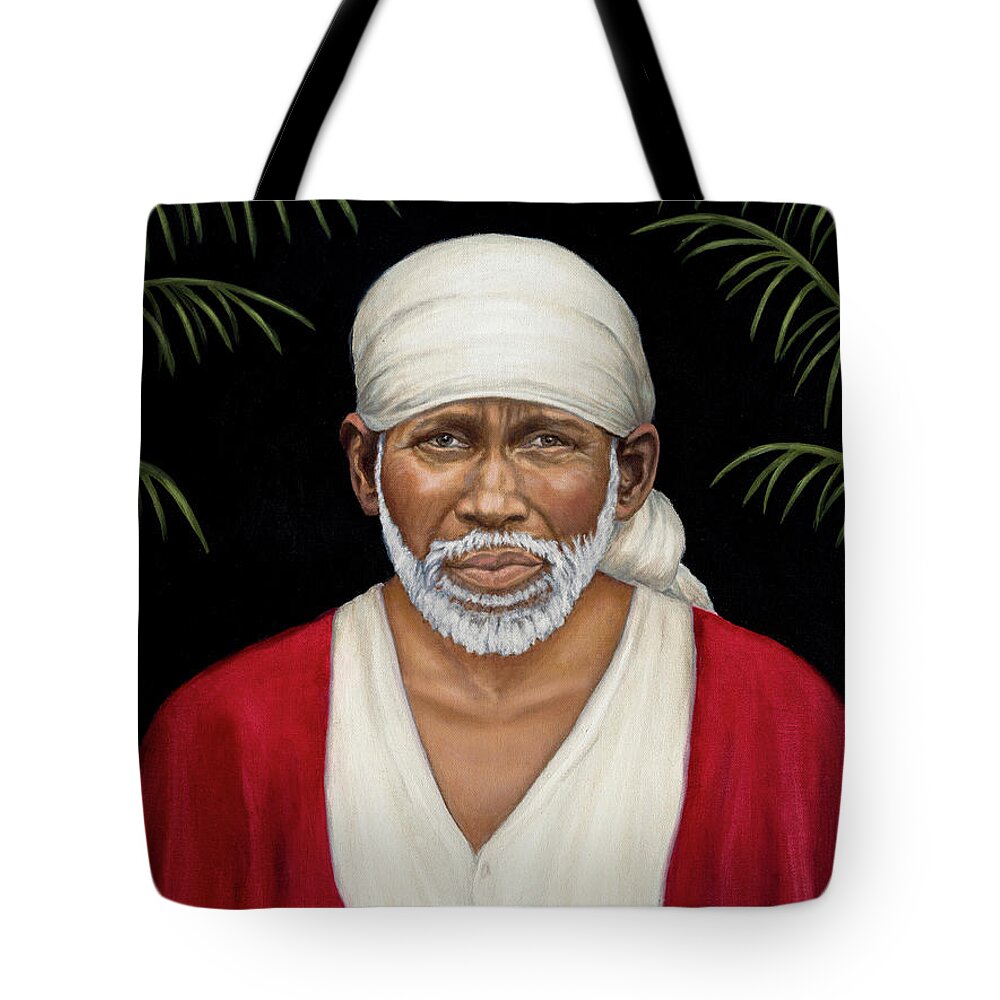 Shirdi Sai Baba Tote Bag featuring the painting Baba in Red by Sheilah Renaud