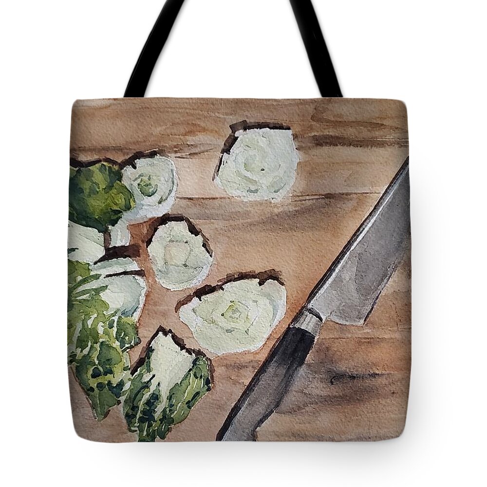 Still Life Tote Bag featuring the painting Baby Bok Choy by Sheila Romard