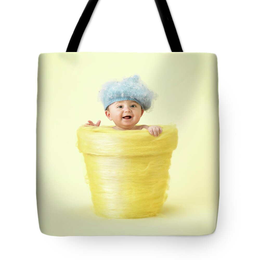 Flowerpot Tote Bag featuring the photograph Baby Boy Flower Pot by Anne Geddes