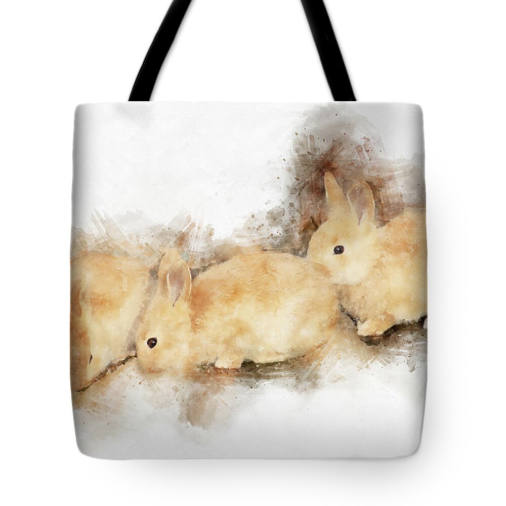 Rabbits Tote Bag featuring the photograph Baby Bunnies - The Art of Cuteness by Peggy Collins