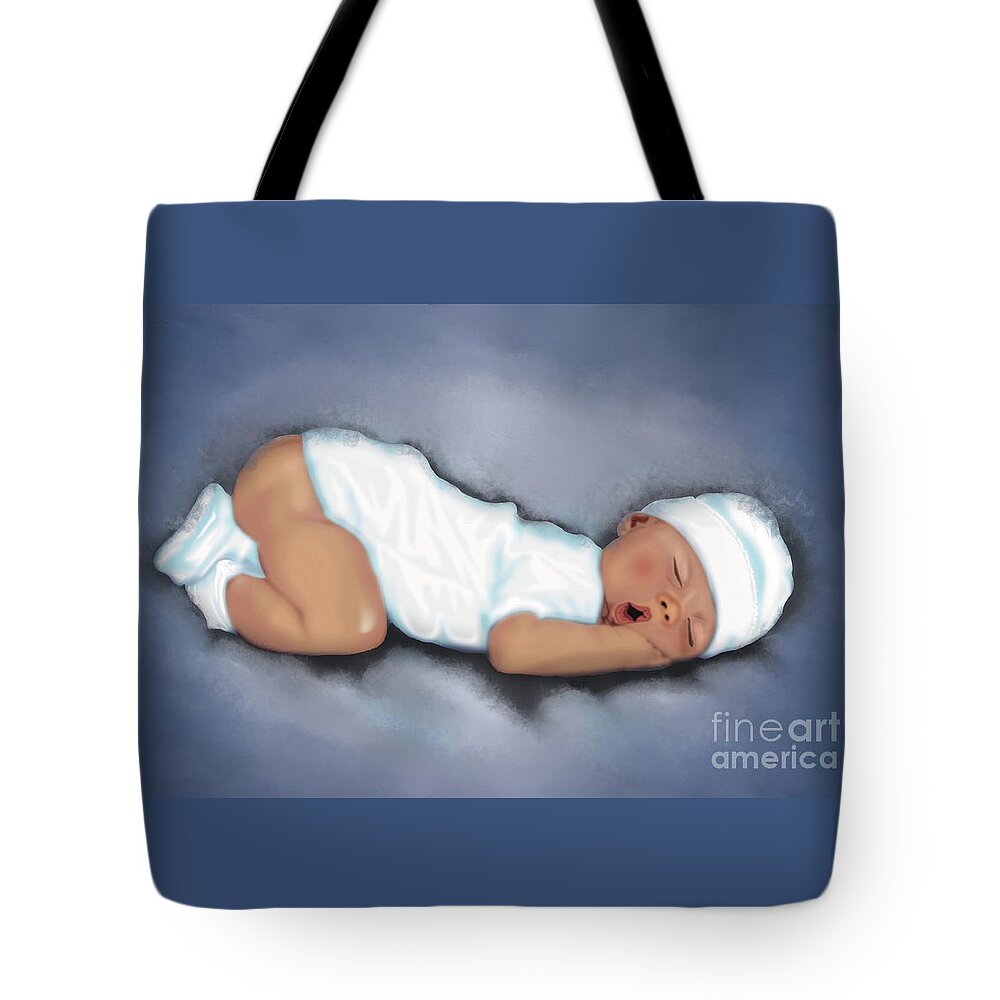 Baby Tote Bag featuring the painting Baby in dreams by Remy Francis
