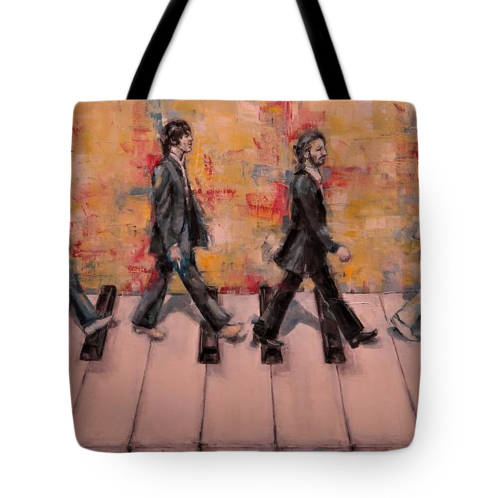 Beatles Tote Bag featuring the painting The Keys On Abbey Road by Dan Campbell