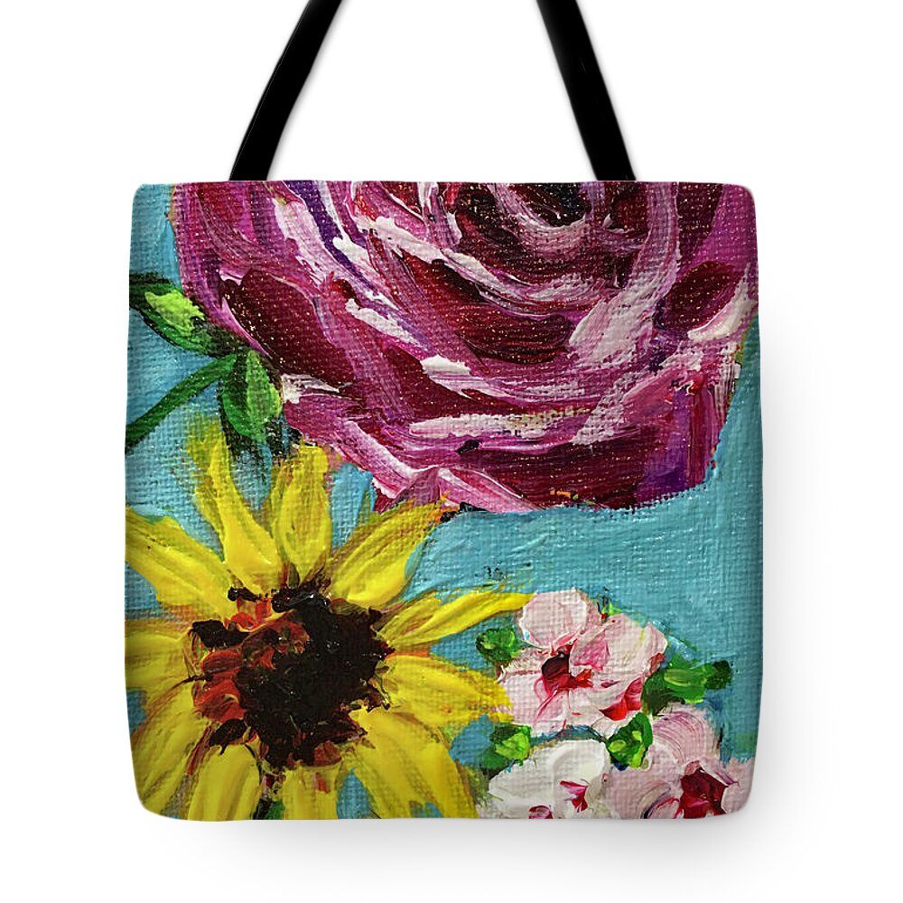 Roses Tote Bag featuring the painting Backyard Blooms by Roxy Rich