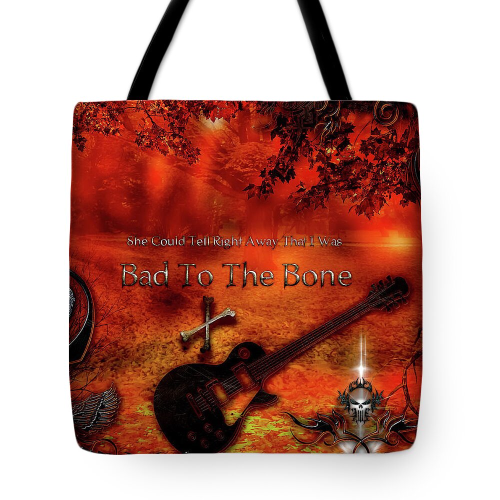 Bad To The Bone Tote Bag featuring the digital art Bad To The Bone by Michael Damiani