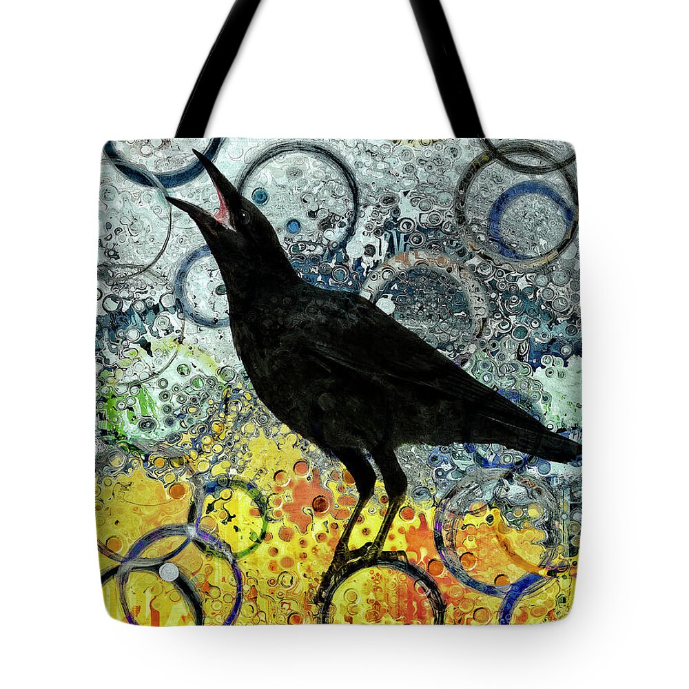 Raven Tote Bag featuring the mixed media Balancing Act by Sandra Selle Rodriguez