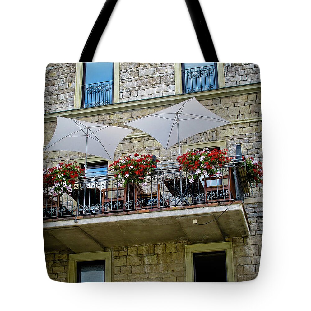 Germany Tote Bag featuring the photograph Balcony window by Naomi Maya