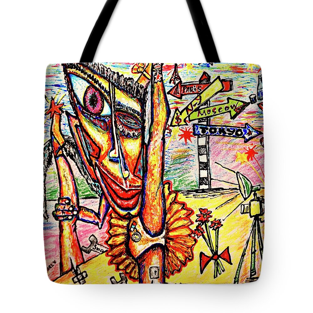 Fantasy Tote Bag featuring the painting Ballet/sketch/ by Viktor Lazarev
