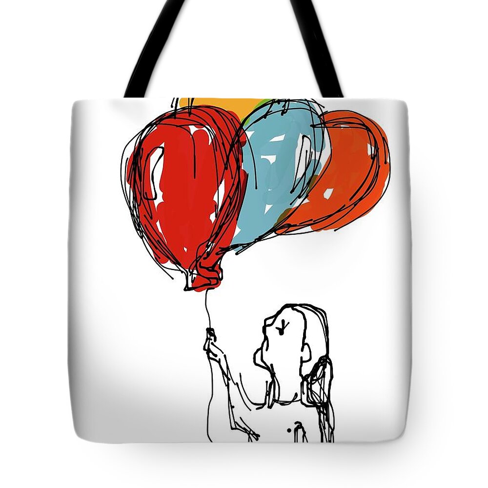  Tote Bag featuring the painting Balloon Girl by Oriel Ceballos