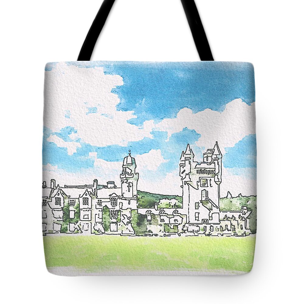 Balmoral Tote Bag featuring the digital art Balmoral Castle by John Mckenzie