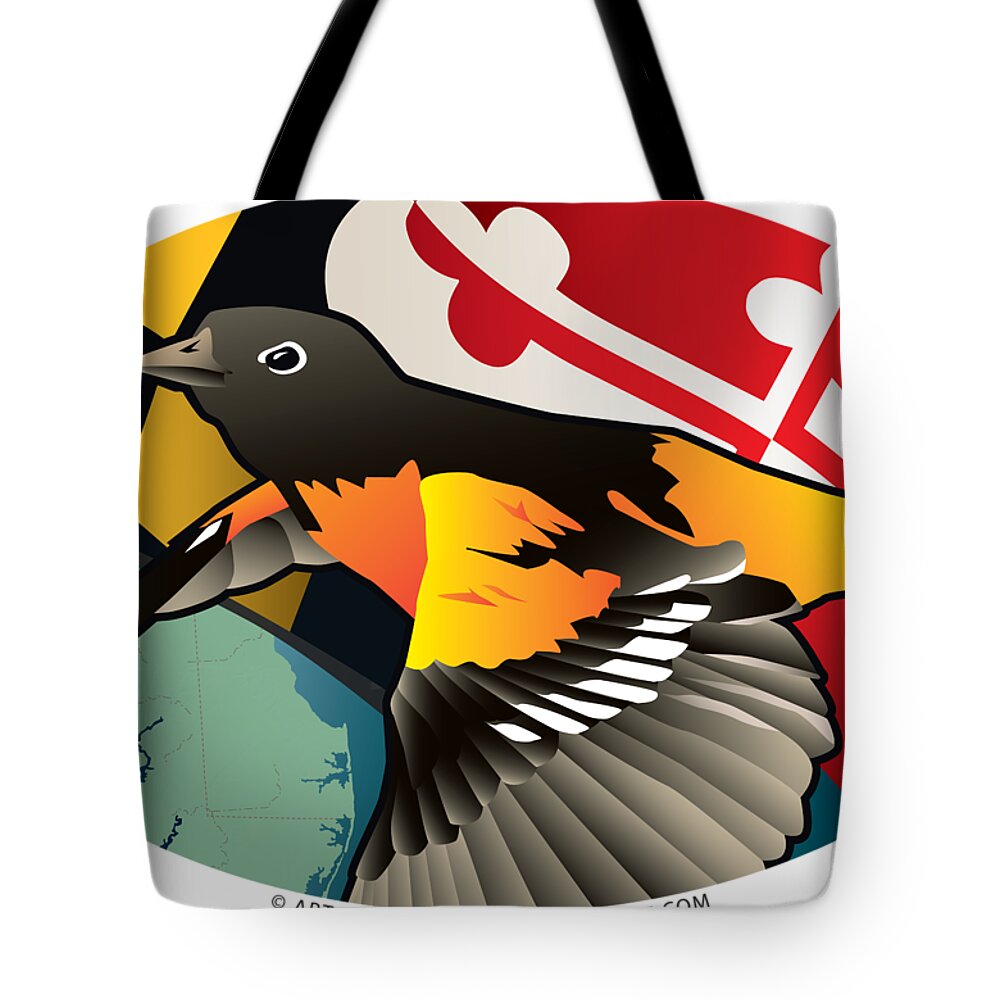 Orioles Tote Bag featuring the digital art Baltimore Oriole Maryland Oval by Joe Barsin