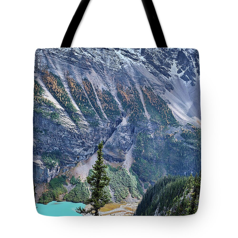 Banff Tote Bag featuring the photograph Banff Lake Louise Puzzle by Carl Marceau