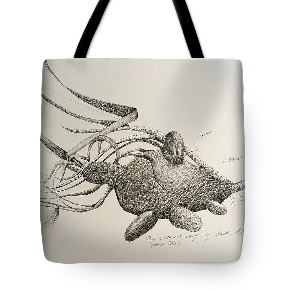 Banksia Tote Bag featuring the painting Banksia cross Strelitzia by Franci Hepburn
