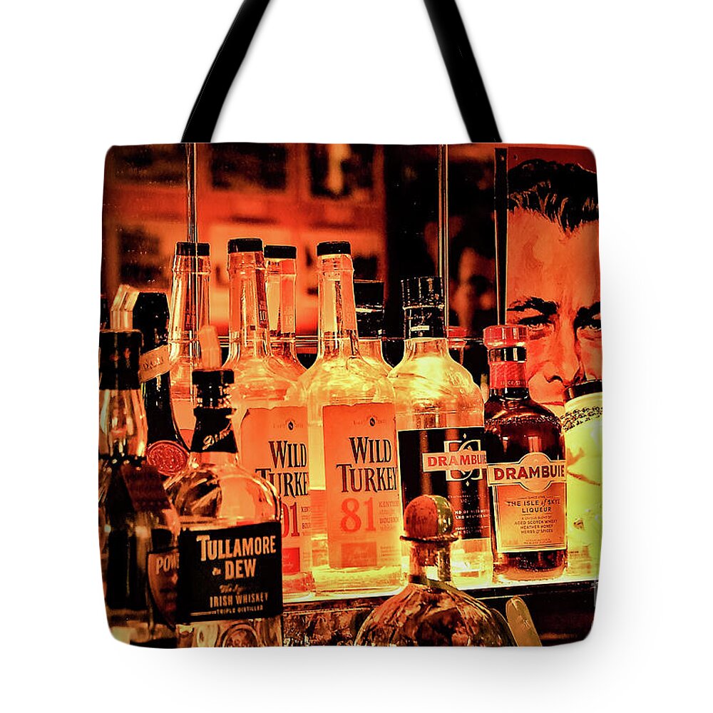 Bar Bottle Alcohol Tote Bag featuring the photograph Bar Back by John Linnemeyer