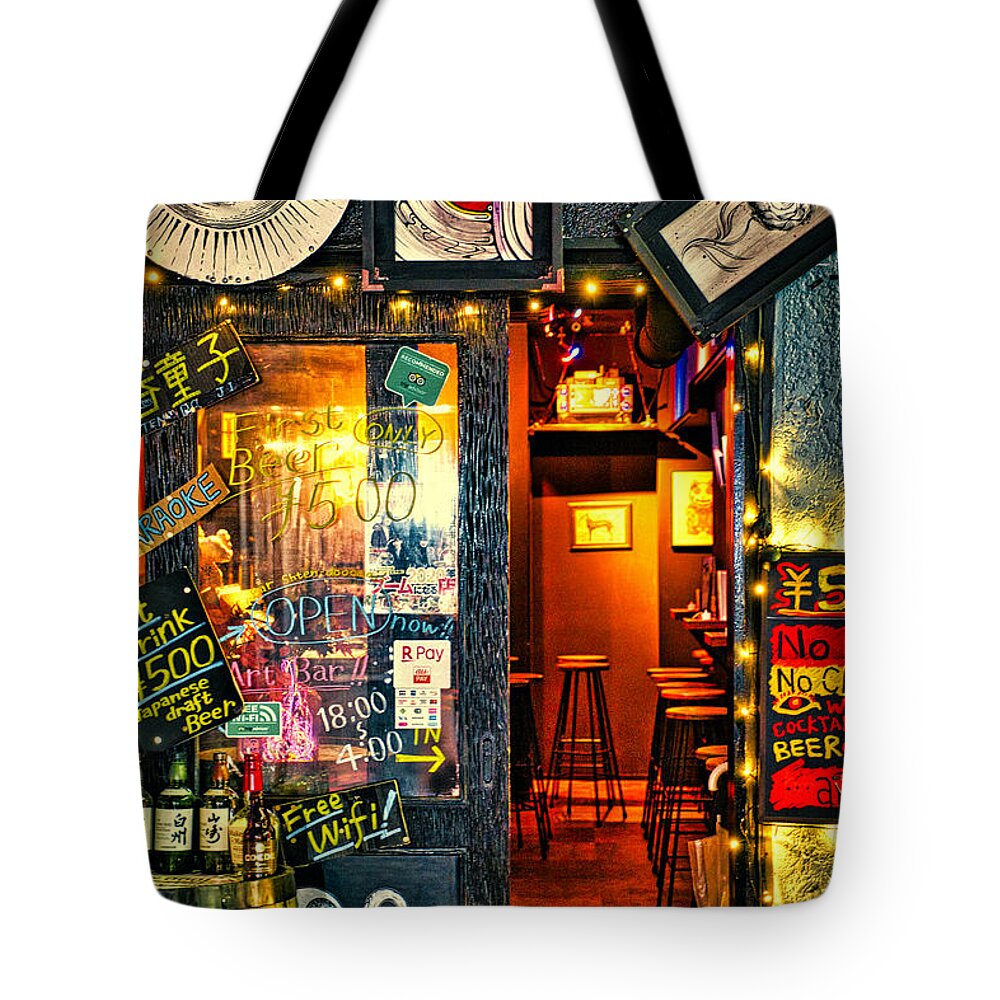 Tokyo Tote Bag featuring the photograph Bar Entrance - Tokyo -- Japan by Stuart Litoff