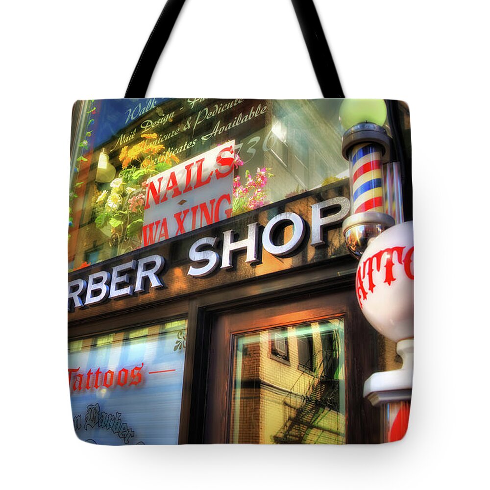 Barber Shop Tote Bag featuring the photograph Barber Shop - North End - Boston by Joann Vitali