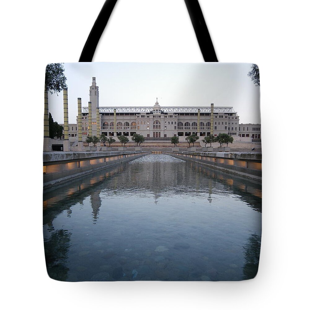 Barcelona Tote Bag featuring the photograph Barcelona reflections by Lisa Mutch