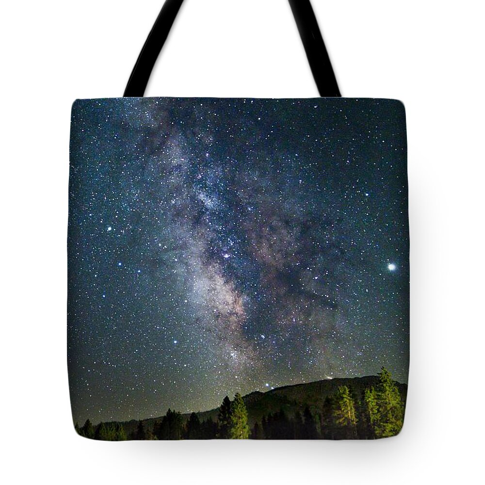 Milky Way Tote Bag featuring the photograph Barn and Milky Way Vertical by Randy Robbins