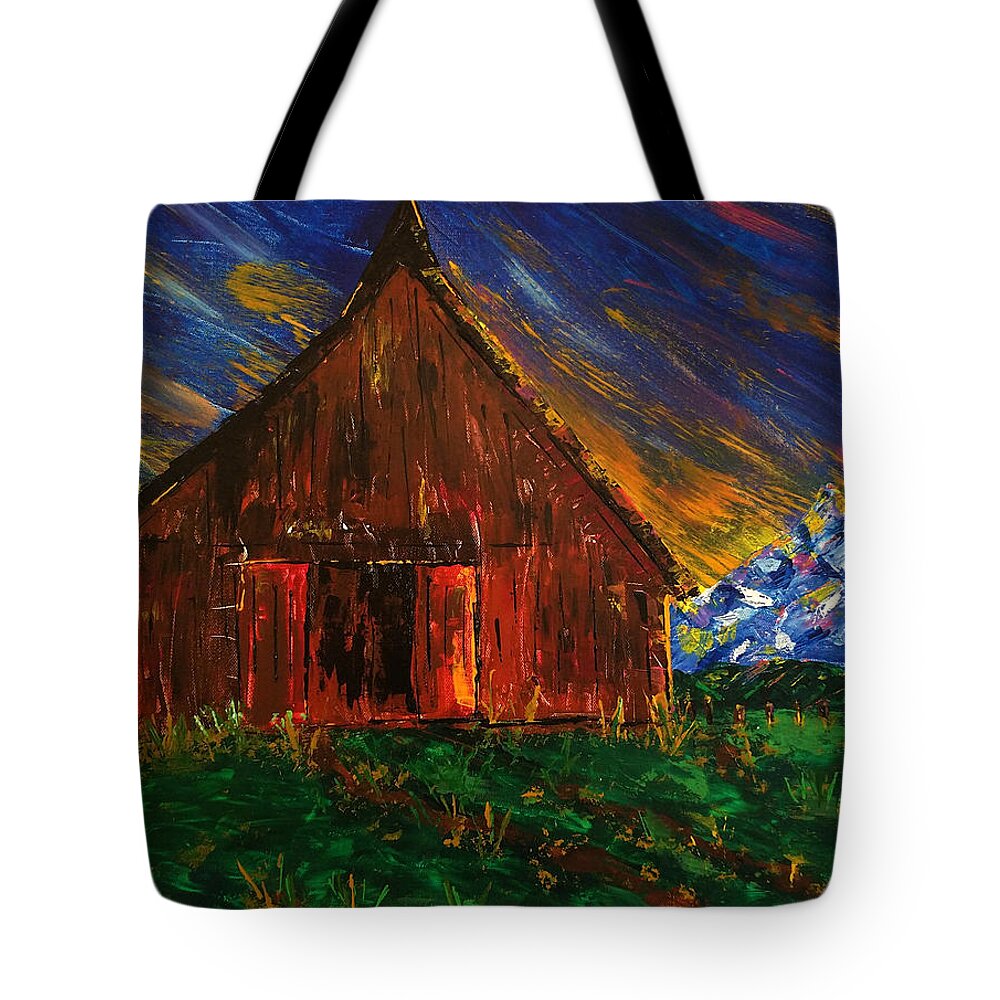 Acrylic Tote Bag featuring the painting Barn At Sunrise by Brent Knippel