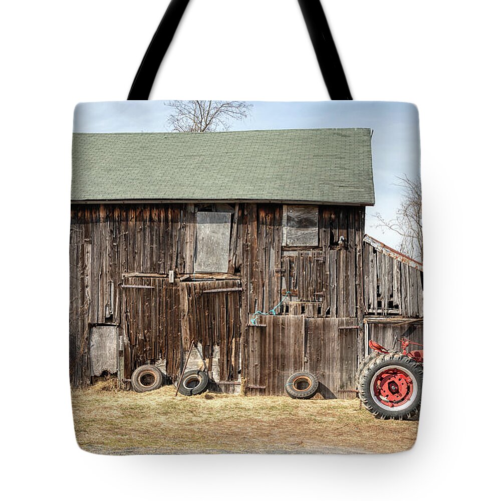 Farm Tote Bag featuring the photograph Barn on the Canal by David Letts