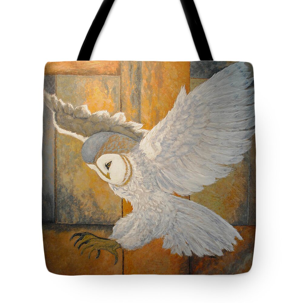 Nature Tote Bag featuring the painting Barn Owl by Vallee Johnson
