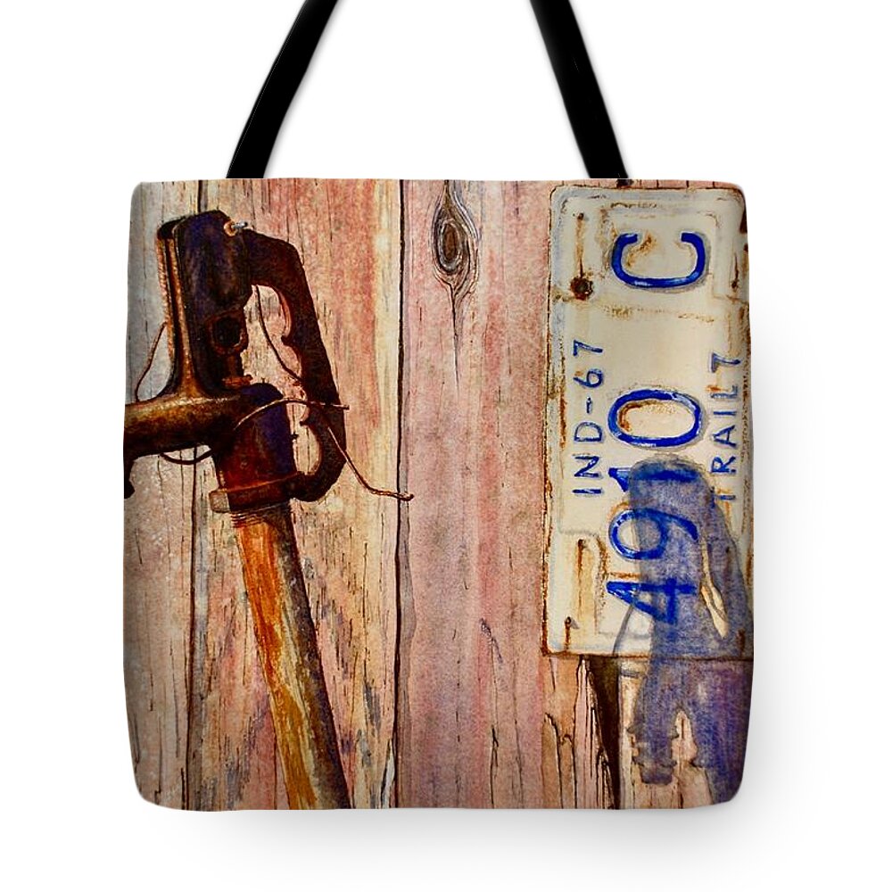 Old Barn Tote Bag featuring the painting Barn Repair by John Glass