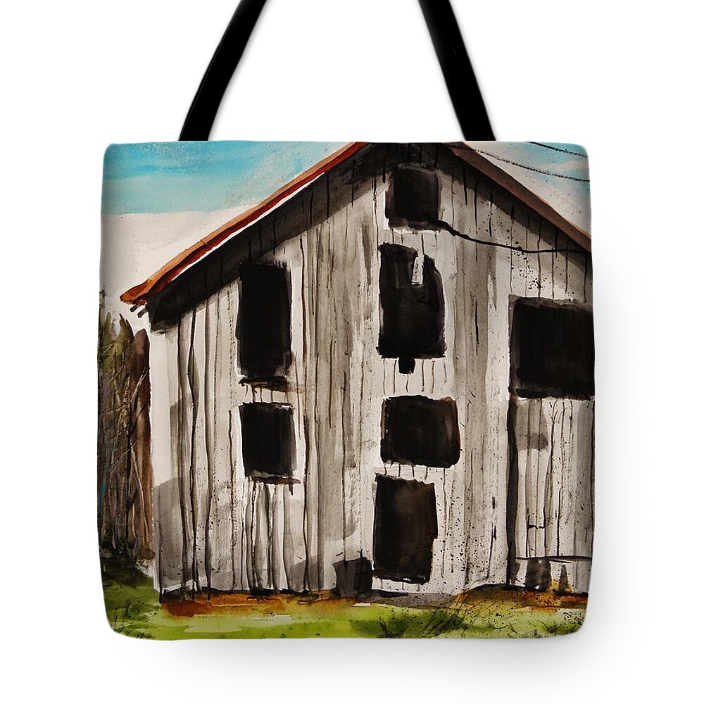Farm Tote Bag featuring the painting Barn Windows by John Williams