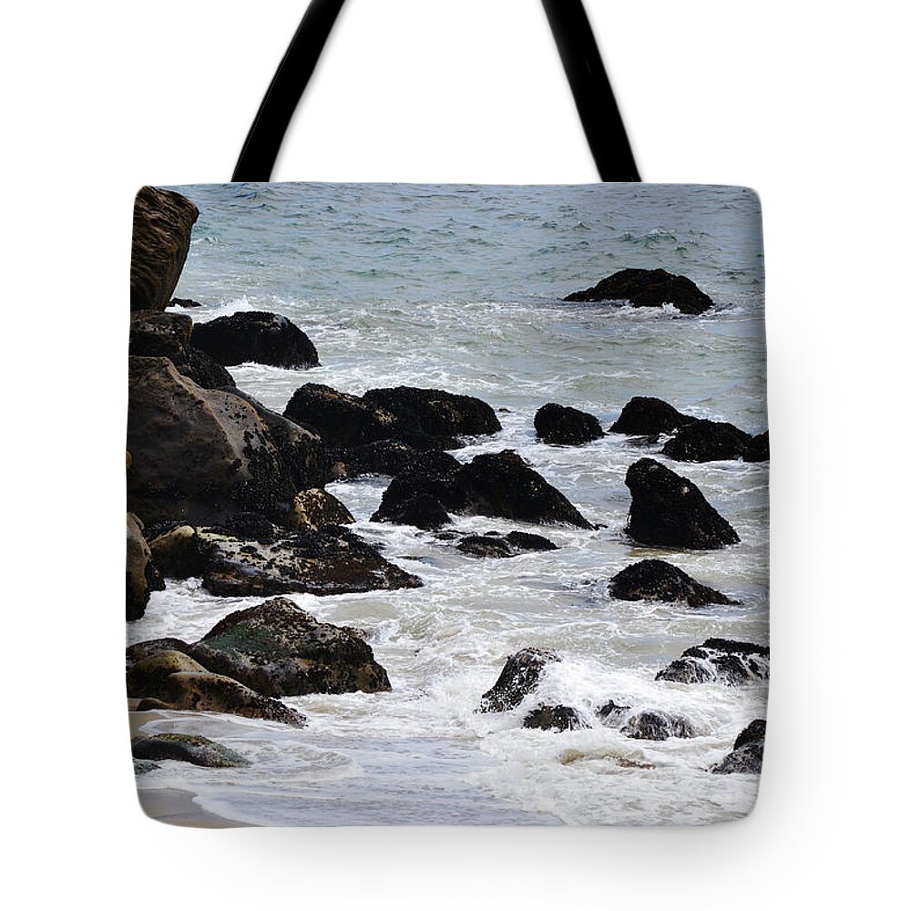 Beach Tote Bag featuring the photograph Barnacle Rock Sea Lion at the Beach by Gaby Ethington