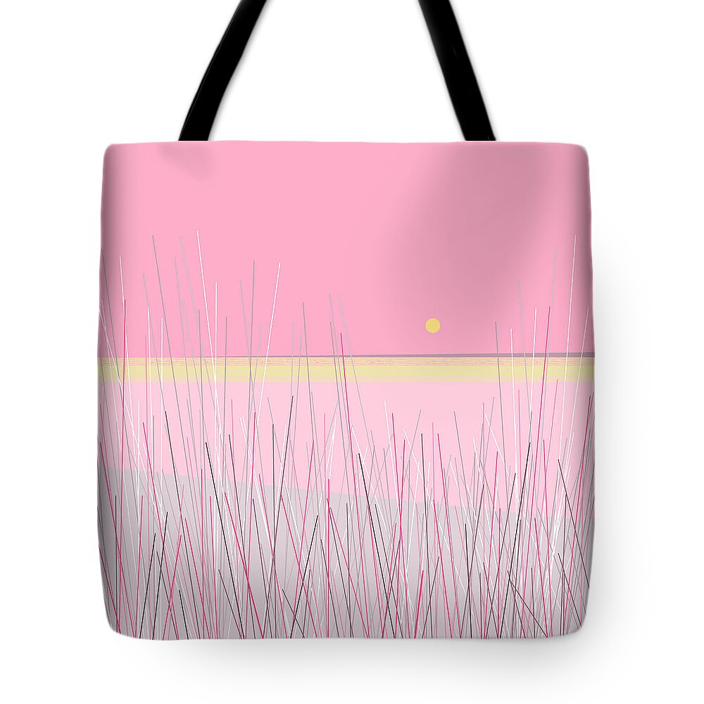 Barnegat Bay Abstract In Pink Tote Bag featuring the digital art Barnegat Bay Abstract in Pink by Val Arie