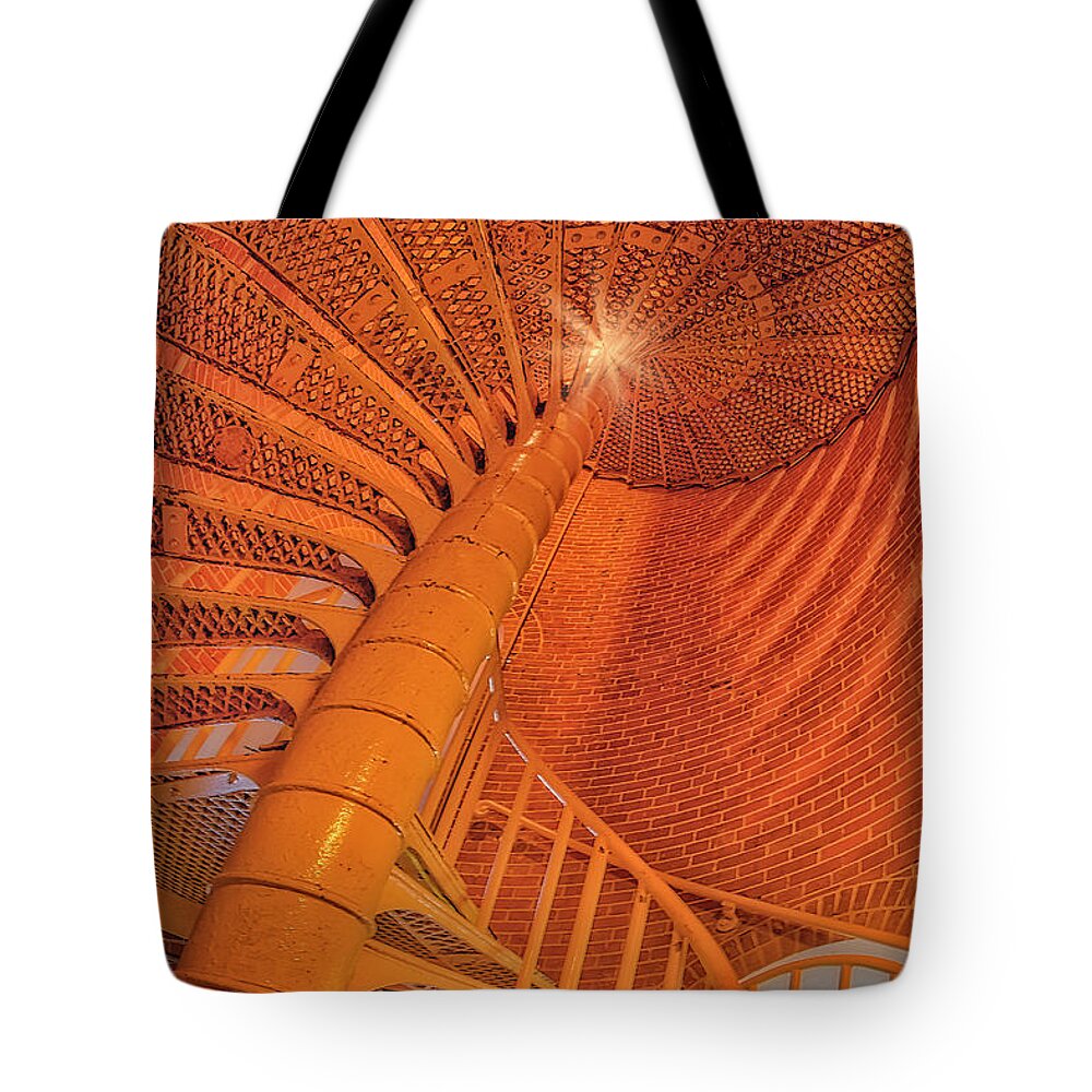 Spiral Staircase Tote Bag featuring the photograph Barnegat Light Spiral Staircase by Susan Candelario