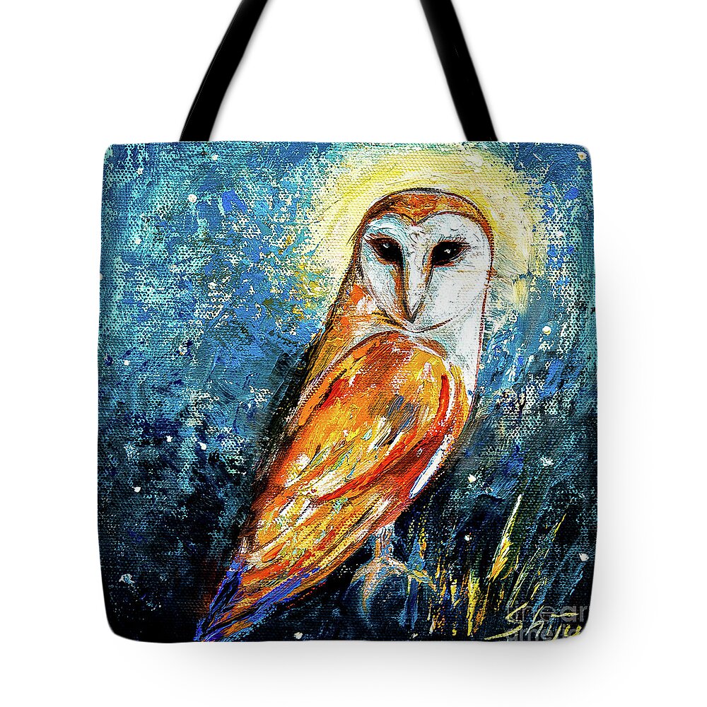 Owl Tote Bag featuring the painting Barred Owl by Shijun Munns